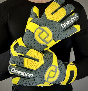 Cancerbero Negative Hybrid Goalkeeper Gloves Grey/Yellow